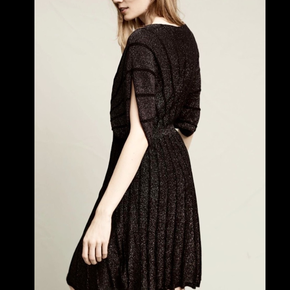 Knitted Knotted Metallic Pleated Sweater Dress M - Picture 3 of 3